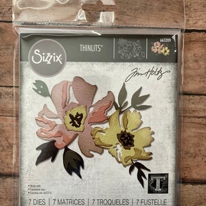 Sizzix Thinlits Die Set 7PK - Brushstroke Flowers #1  #665209 Designed by: Tim Holtz, Card Making, Paper Piecing, Scrapbooking