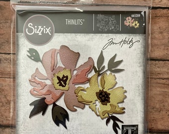 Sizzix Thinlits Die Set 7PK - Brushstroke Flowers #1  #665209 Designed by: Tim Holtz, Card Making, Paper Piecing, Scrapbooking