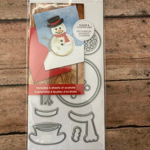 Snowman Die Momenta Wafer Thin Dies 4 clear acetate sheets, Metal, Holiday Christmas Die, Card Making, Tag Making, Snow People Shaker Die