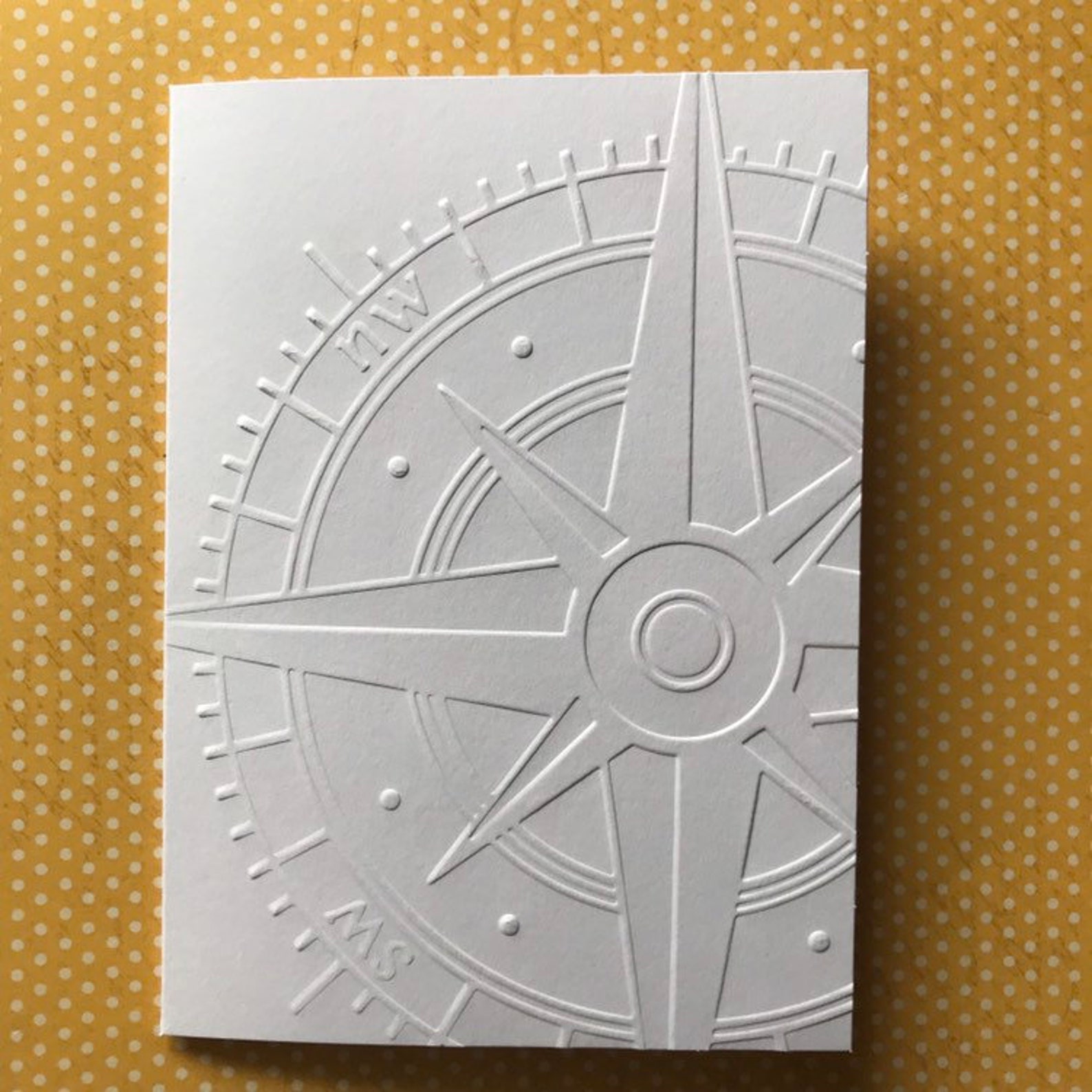 Sample Compass Card Compass Card, White Embossed Note Cards, Travelers Stationery, Set of 5 ...