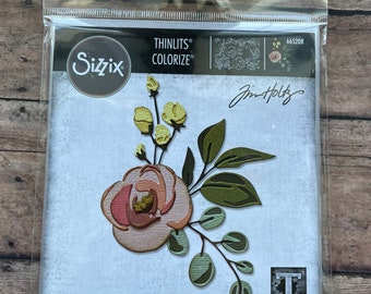 Sizzix Thinlits Die Set 17PK - Bloom, Colorize by Tim Holtz #665208 Die Card Making Scrapbook Crafting Flower Floral Beautiful Rose Die