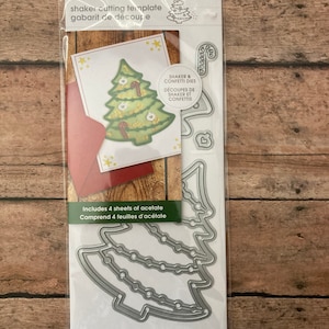 Christmas Tree Die, Pine Tree Momenta Shaker  Wafer Thin Dies 4 clear acetate sheets, Metal, Holiday Christmas Die, Card Making, Tag Making