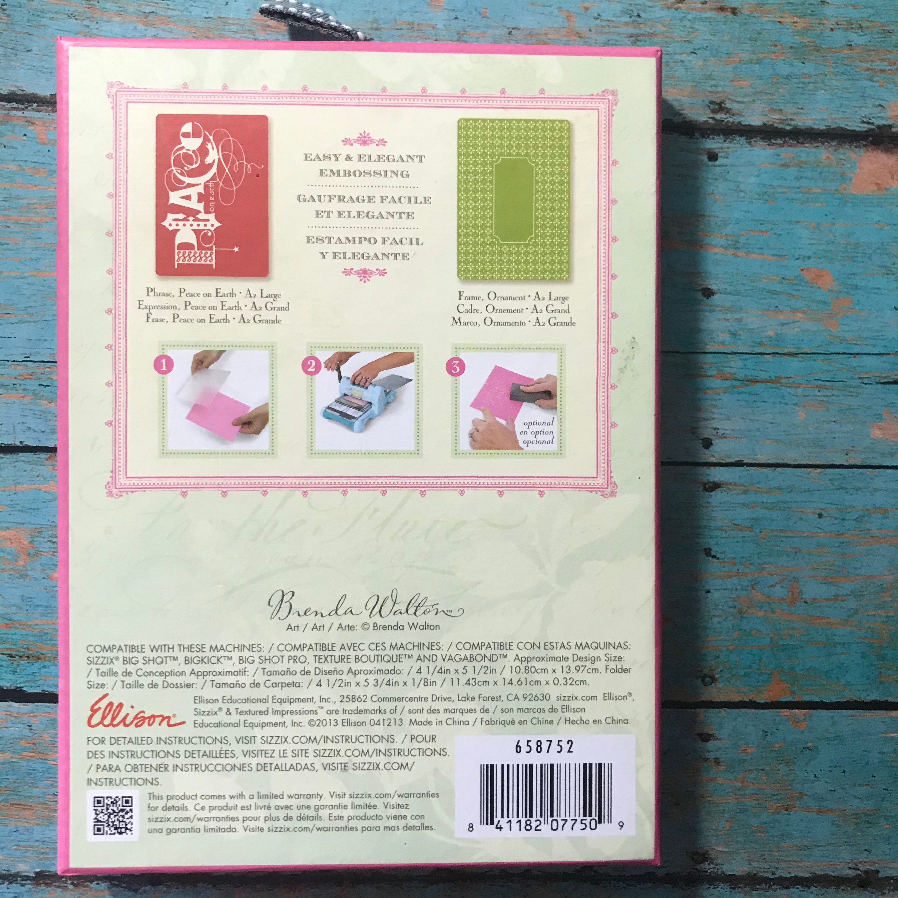 Peace on Earth Sizzix Textured Impressions Embossing Folders 2PK Peace Set  #658752 Designed By: Brenda Walton - Etsy, image size:3000x3000