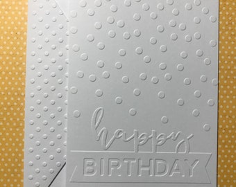 Happy Birthday Cards, White Embossed Cards, Stationery Set, Greeting Cards, Blank Note Card Set and Envelopes, Embossed Birthday