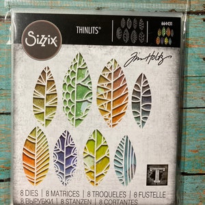 Leaf Leaves Dies Sizzix Thinlits Die Set 8PK - Cut Out Leaves by Tim Holtz #664431 Scrapbooking Card Making Paper Craft Die Cutting