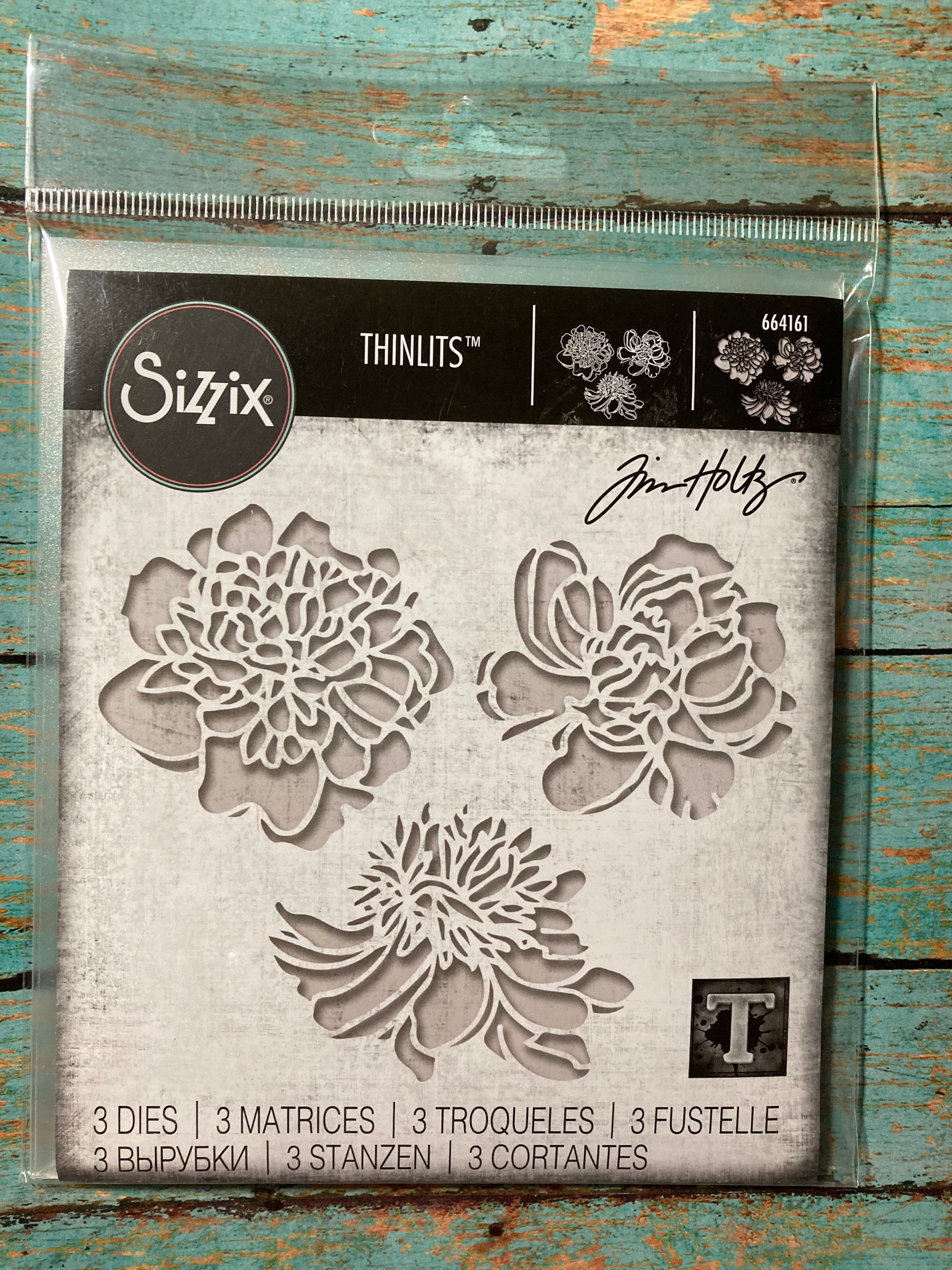 Sizzix Thinlits Die Set 3PK Cutout Blossoms by Tim Holtz 664161