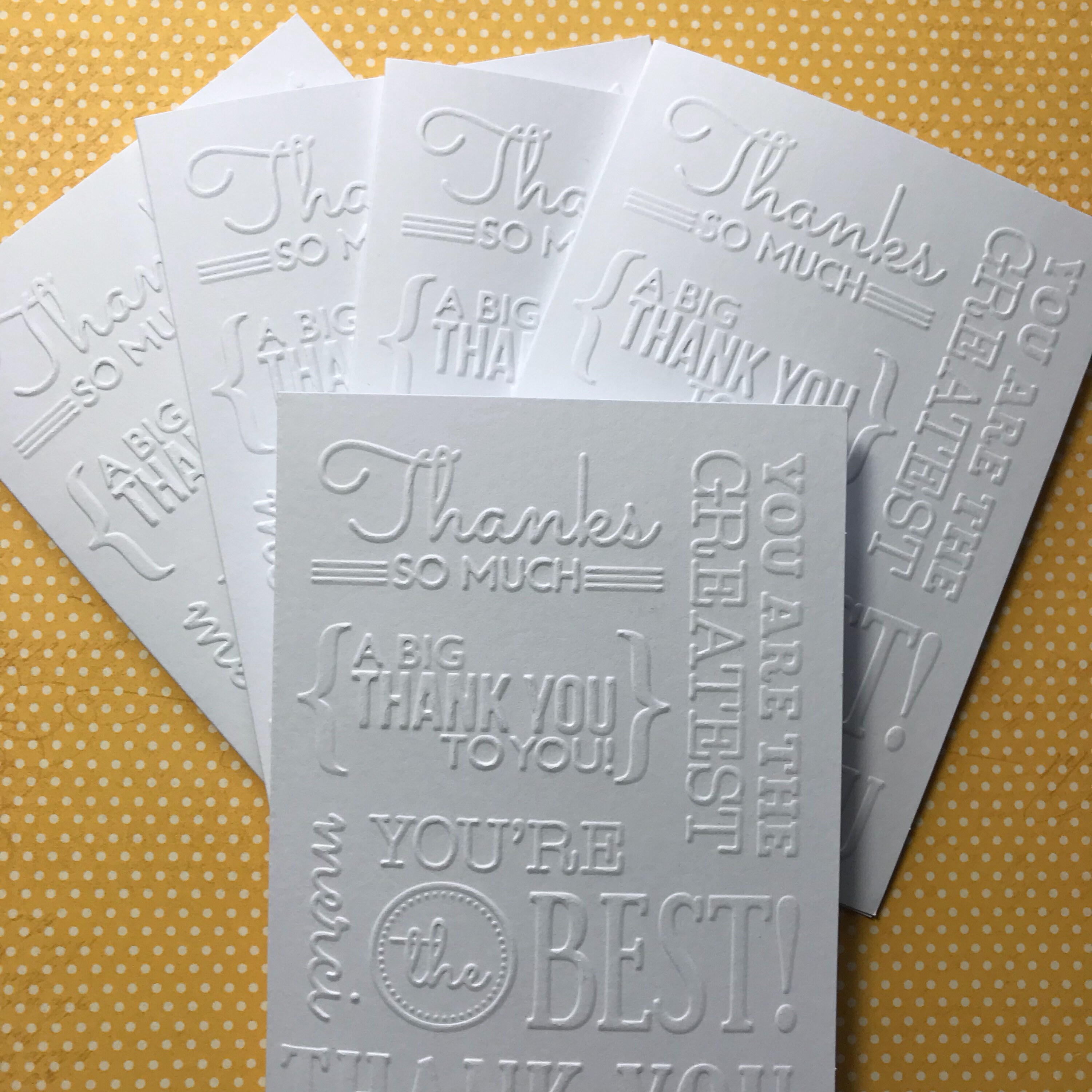 Thank You Card Set White Embossed Note Cards Stationery Etsy