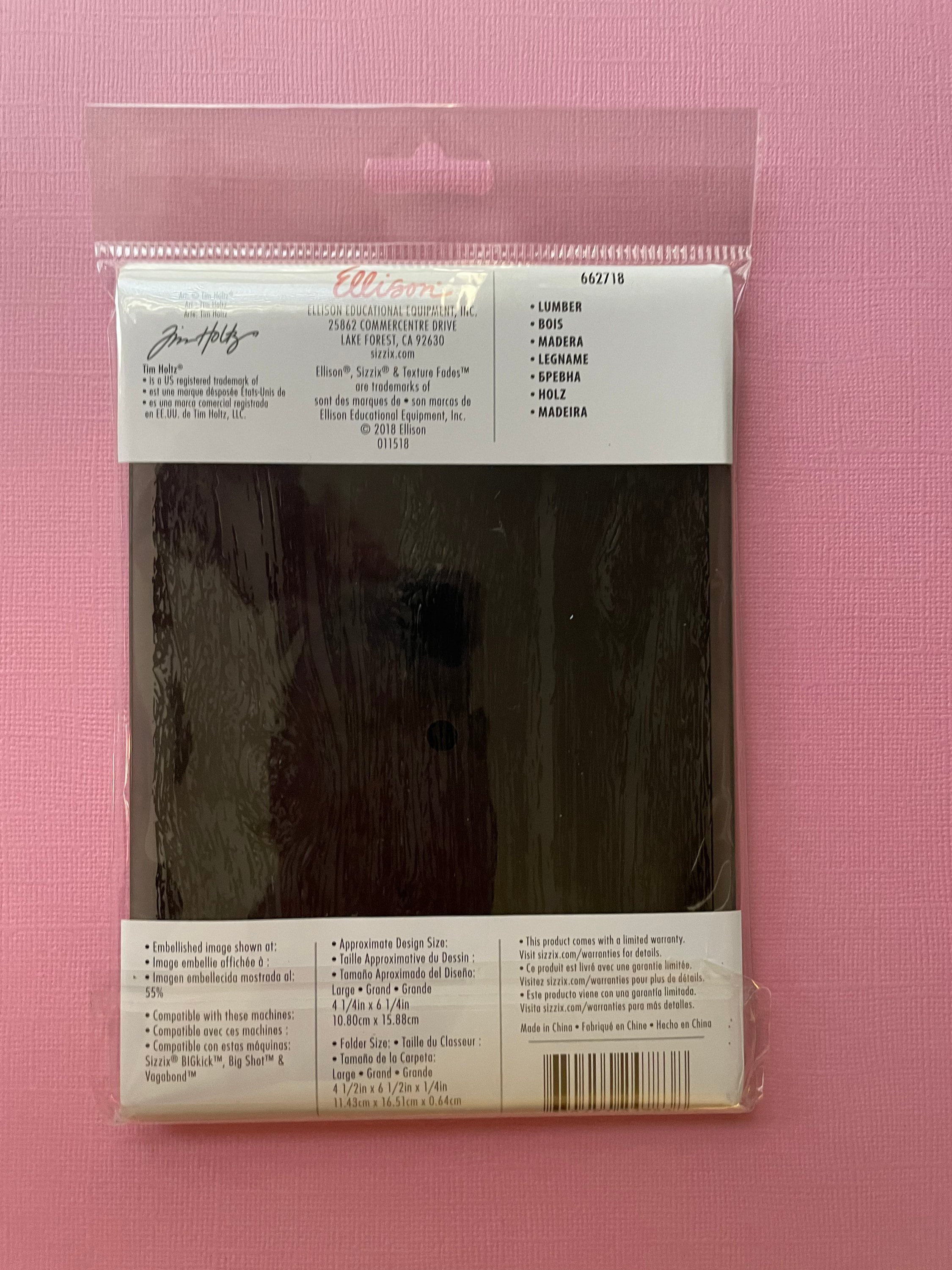 Sizzix 3-D Texture Fades Embossing Folder - Lumber by Tim Holtz #662718 New  in Package, Card Making A2 Cards Tag Making - Etsy, image size:2250x3000
