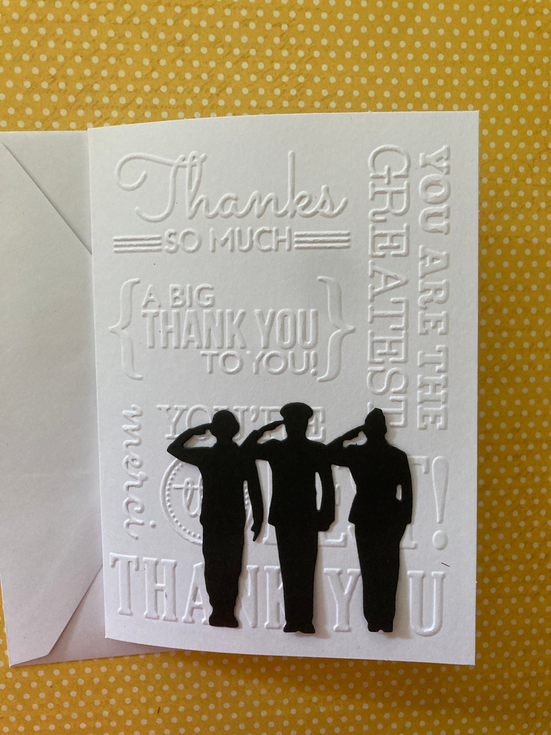 Thank You Military Card, Thank You Embossed Card, Soldier Thank You for ...