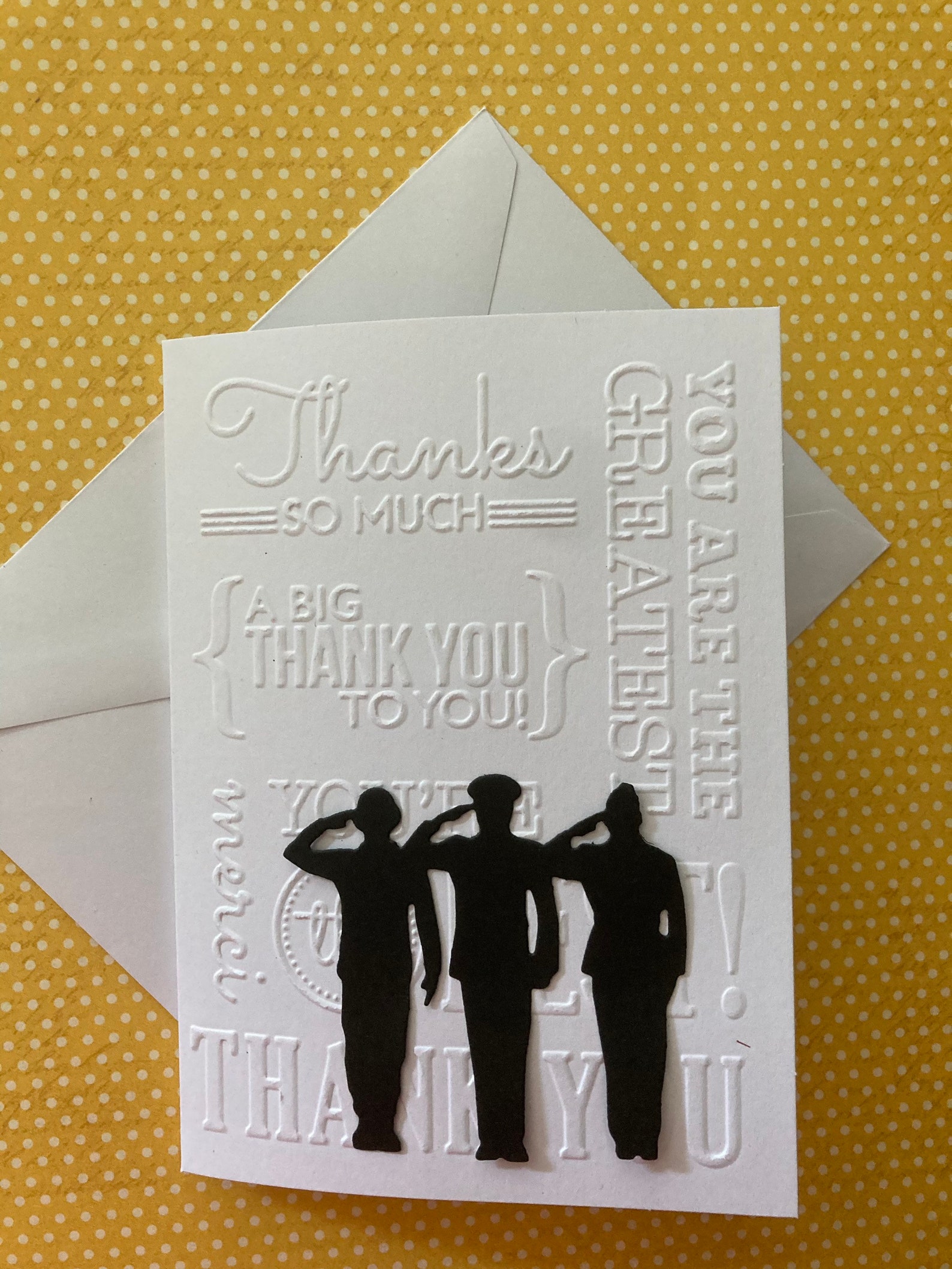 Thank You Military Card Thank You Embossed Card Soldier - Etsy