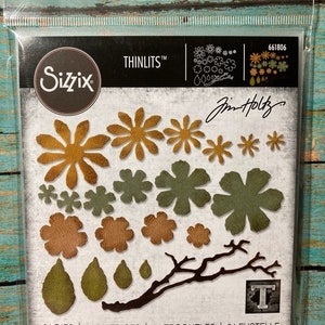 Sizzix Thinlits Die Set 21PK Small Tattered Florals by Tim Holtz 661806 Designed by Tim Holtz Scrapbooking Card Making Paper Craft Die