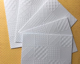 Quilt Block Cards, White Embossed Note Cards, Stationery, Greeting Cards, White Quilt Cards, Gift For Quilter's, Sewing Block Cards