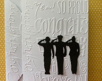 Congratulation Military Note Card, Graduation Card, Retirement Card, Soldier Card,  Greeting Card, Stationery, Blank Note Card & Envelope