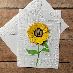 Sunflower Happy Birthday Card & Envelope, Sunflower Card Greeting Card, Sunflower Stationery, Handmade Birthday Card for Her