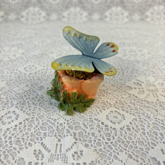 Karen Carson Creations Butterfly Candle Holder & Trinket Lidded Vintage
