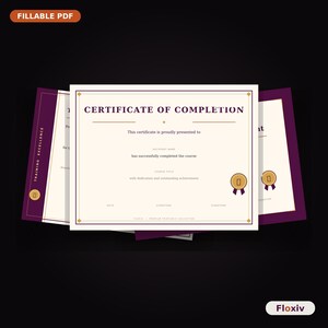 Editable Certificate of Completion | Printable Training Course Certificate Template, Corporate Award Certificate, Fillable PDF