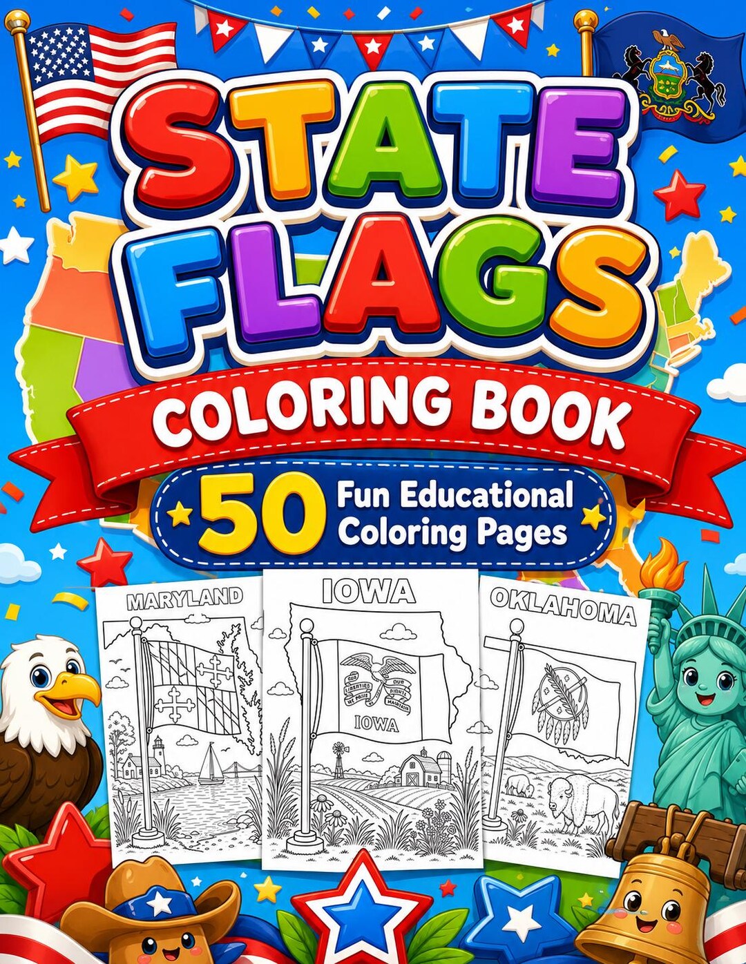 State Flags Coloring Book - Etsy