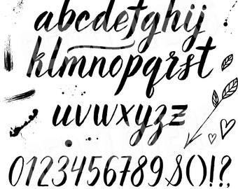 SVG Silhouette DXF font script calligraphy Chalkboard hand drawn alphabet whimsical screen printing, graphic tshirt design files