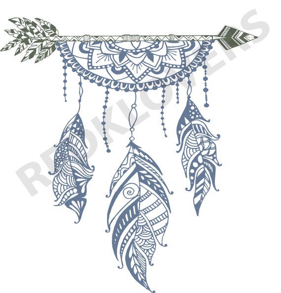 Download SVG DXF silhouette feather arrows dreamcatcher boho native ...