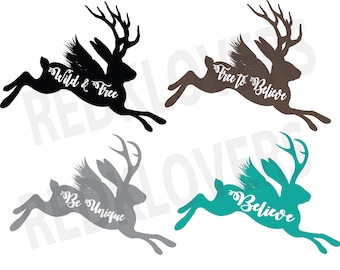 SVG DXF silhouette angel wing rabbit antlers jackrabbit jackalope scrapbook Digital Download files tshirt designs
