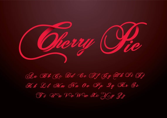 Download Font Svg Dxf Files Vintage Cherry Pie Advertising Sign Cricut Etsy
