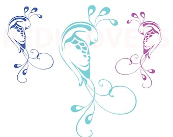 SVG DXF silhouette, cricket, feather peacock, scrapbook, applique Digital Download files svg , ai, psd, png,  pdf tshirt designs