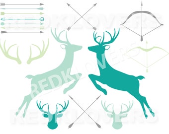 SVG DXF Deer Antlers, Horns Arrows Hunting Digital Download files svg , ai, psd, png,  pdf tshirt designs