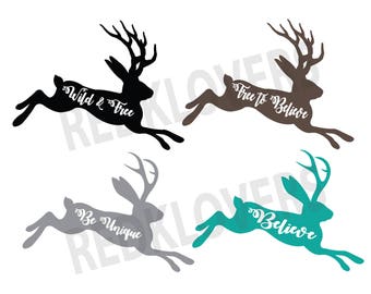 SVG DXF silhouette rabbit antlers jackrabbit jackalope scrapbook Digital Download files tshirt designs