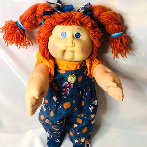 Vintage Cabbage Patch Kids Girl Orange Hair Blue Eyes Peanuts Halloween Snoopy Outfit