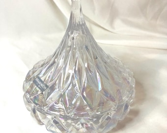 Vintage Shannon Crystal Iridescent Covered Trinket Box Aurora Borealis Crystal Jewelry Box