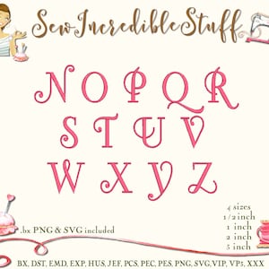 Little Lord Fontleroy Art Deco Machine Embroidery PNG and SVG Fonts BX Font 11 formats 4 sizes image 3