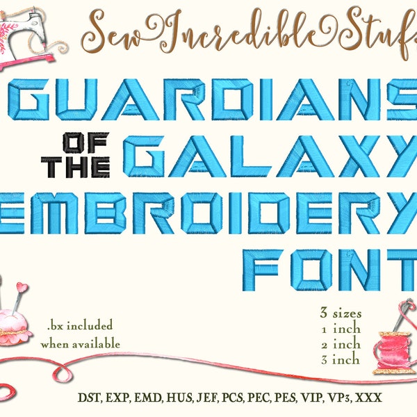 Guardians of the Galaxy Machine Embroidery Font - 3 sizes- BX Font - PES Font - 11 formats