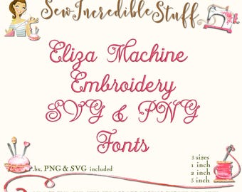 Eliza Script Machine Embroidery font- BX Font - PES Font - 11 formats - 3 sizes