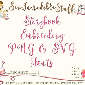 Storybook Script Machine Embroidery, PNG and SVG Fonts - Etsy