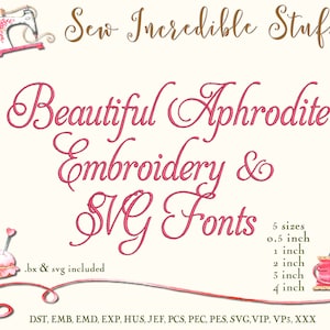 Beautiful Aphrodite Script Machine Embroidery and SVG Fonts, Regular ...