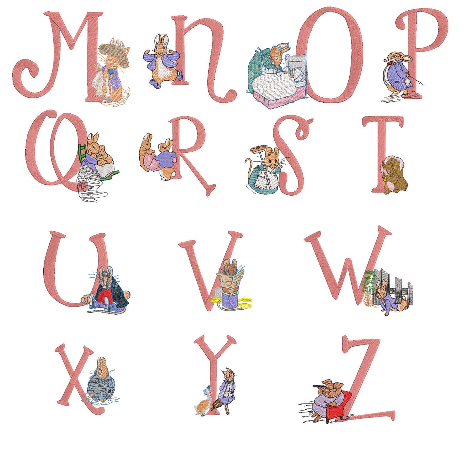 Peter Rabbit Alphabet Machine Embroidery Designs 2 sizes Etsy