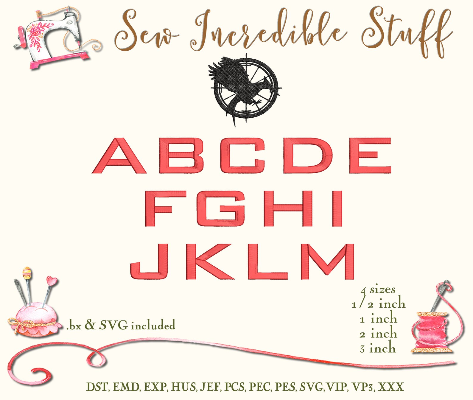 Hunger Games Machine Embroidery and SVG Fonts 4 sizes BX Etsy