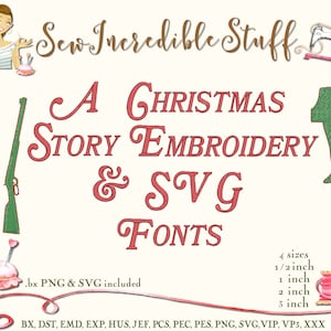 A Christmas Story Machine Embroidery and SVG Fonts - 4 sizes - BX Font - PNG Font - 11 formats