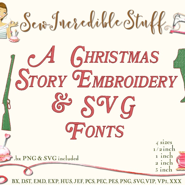 A Christmas Story Embroidery Font – SVG, PNG, BX (4 Sizes)