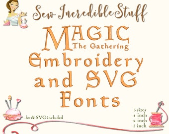 Magic the Gathering Machine Embroidery and SVG Fonts - 3 sizes- BX Font - SVG Font - 11 embroidery formats