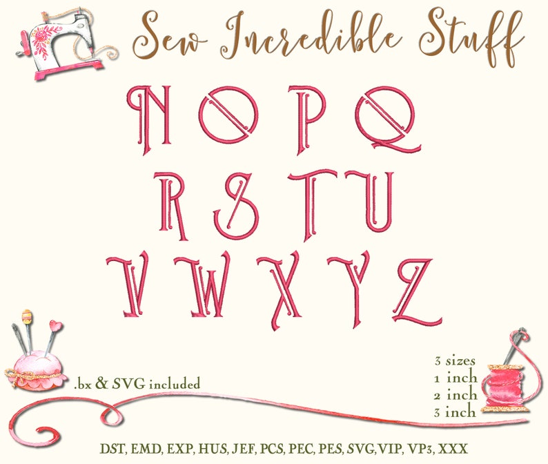 French Parfumerie, Shabby Chic Machine Embroidery and SVG Font 3 sizes BX Font SVG Font image 4