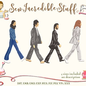 Beatles Abbey Road Scene Machine Embroidery Design - 4 sizes