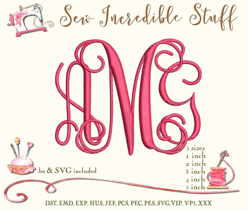 Download Three Initial Interlocking Vine Machine Embroidery And Svg Etsy PSD Mockup Templates