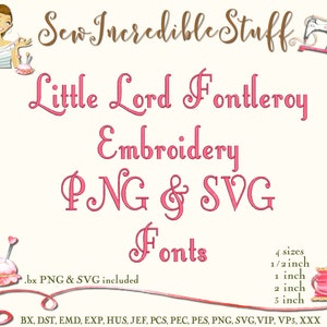 Little Lord Fontleroy Art Deco Machine Embroidery PNG and SVG Fonts BX Font 11 formats 4 sizes image 1