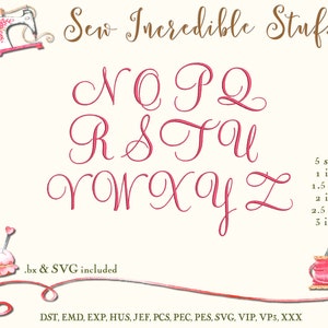 Beautiful Feel Script Machine Embroidery and SVG Fonts 5 Sizes BX Font ...
