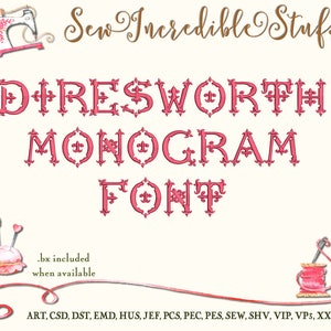 Single Initial Machine Embroidery Monogram Font in Decorative Style