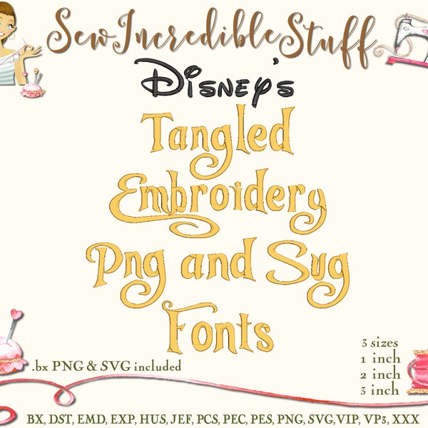 Tangled Machine Embroidery & SVG Fonts - 3 sizes- BX Font - PES Font - 11 embroidery formats