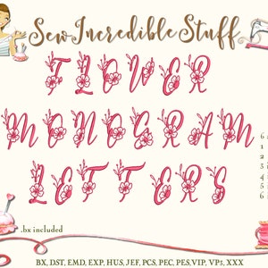 Flower Initial Monogram Machine Embroidery Font - BX Font - PES Font - 6 sizes - 11 formats