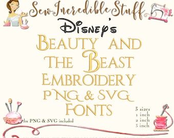 Beauty & The Beast Machine Embroidery, PNG  and SVG Fonts - 3 sizes - BX Font - 11 embroidery formats
