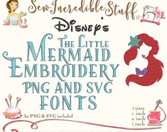 The Little Mermaid Machine Embroidery, PNG & SVG Fonts - BX Font - 11 formats - 3 sizes